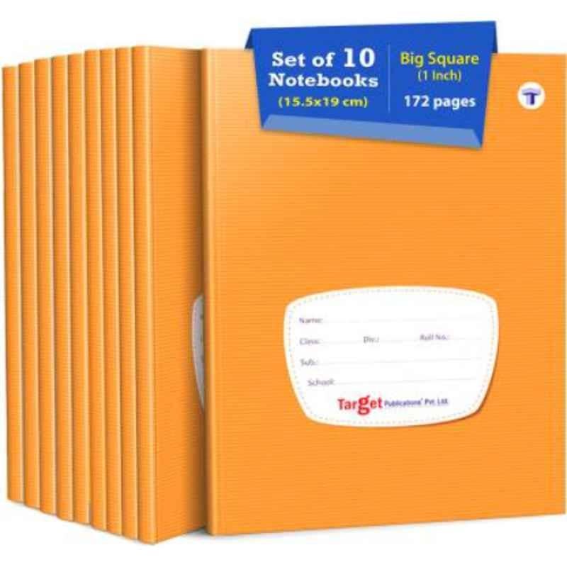 Target Publications Regular 172 Pages Brown Ruled Big Square Maths Notebook (Pack of 10)
