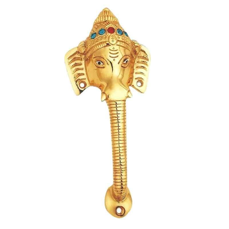 Smart Shophar 8 inch Brass Gold Silver Ganesha Avighna Pull Handle, SHA10PH-AVIG-GL08-P1
