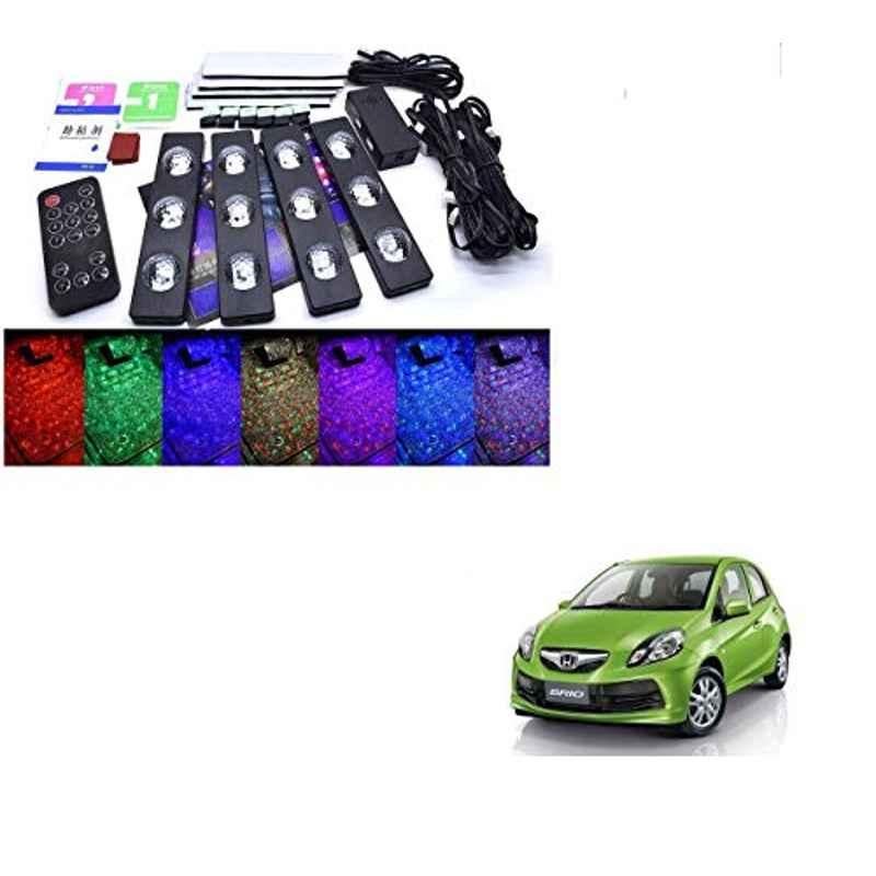 Kozdiko 4 Pcs 7 Colour Seat Bottom Car Star Light Kit with Remote Control For Honda Brio