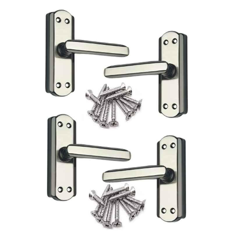 Ztxon S105BBS 5 inch Steel Black & Silver Mortise Door Handle Set