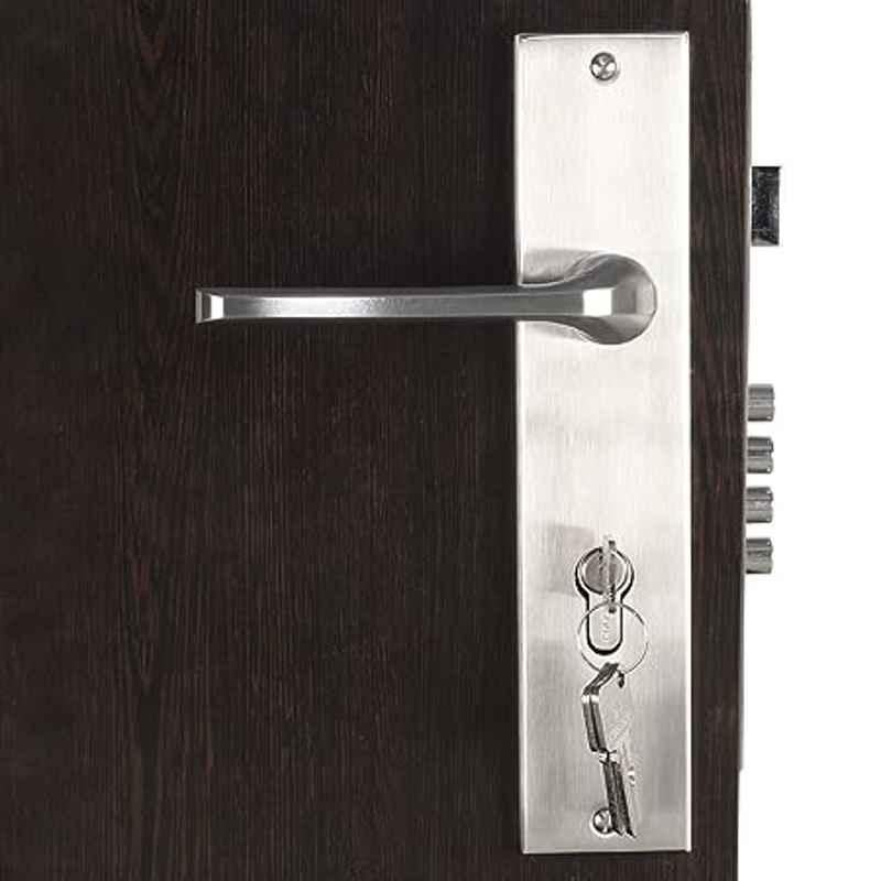 Handle Waala Bullet 10 inch 60mm Stainless Steel Silver Cylindrical Plate Both Side Key Mortise Door Lock Set