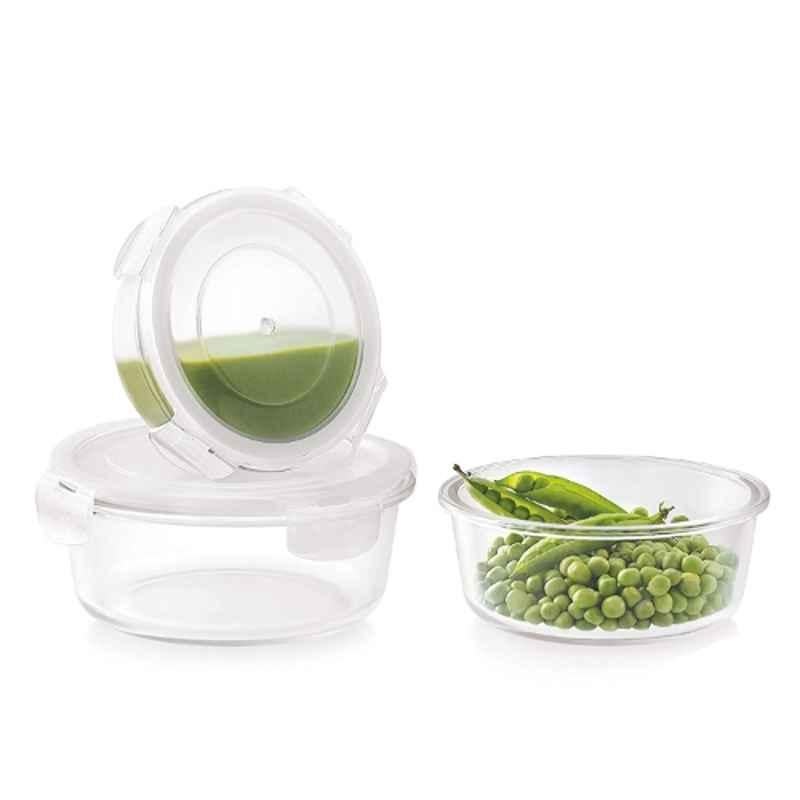 Boss 3 Pcs Round Shape Glass Food Container (Pack of 2)