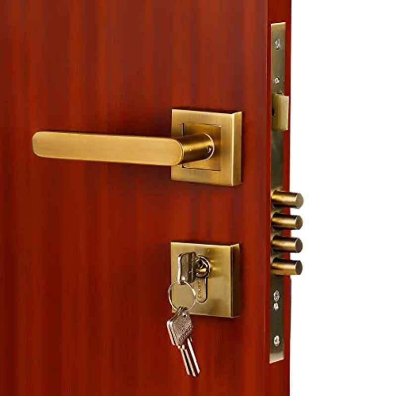 Handle Waala Rose MG304 Stainless Steel Antique Brass Finish One Side Key Mortise Door Lock Set
