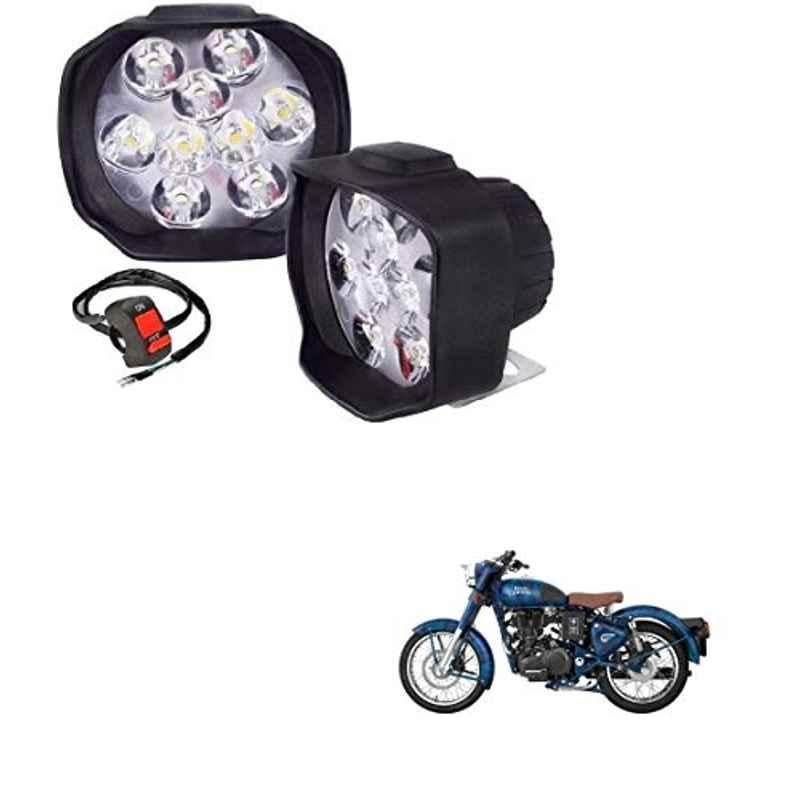 Kozdiko 2 Pcs Sheen 15W 9 LED 6000k Transformer Bumble Bee Style LED Fog Light Set for Royal Enfield Classic 500, koz_81292