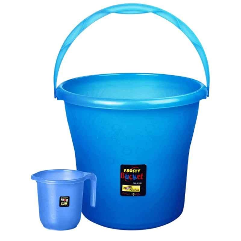 Rishta Frosty 2 Pcs 20L Blue Plastic Bucket & 1.5L Mug Set