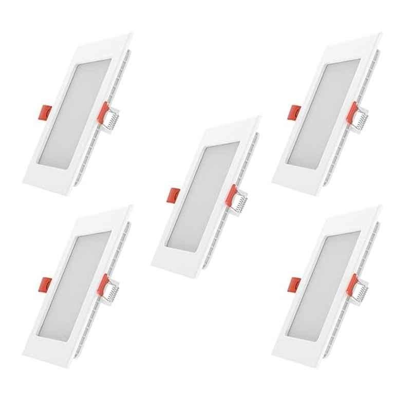 FYBROS Faro 6W Polycarbonate Natural White Square LED Panel Light, FLS5079E (Pack of 5)