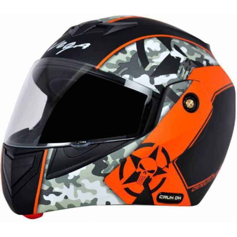 Vega Crux DX Camouflage Black Orange Motorbike Helmet, Size (xxlarge, 580 mm)
