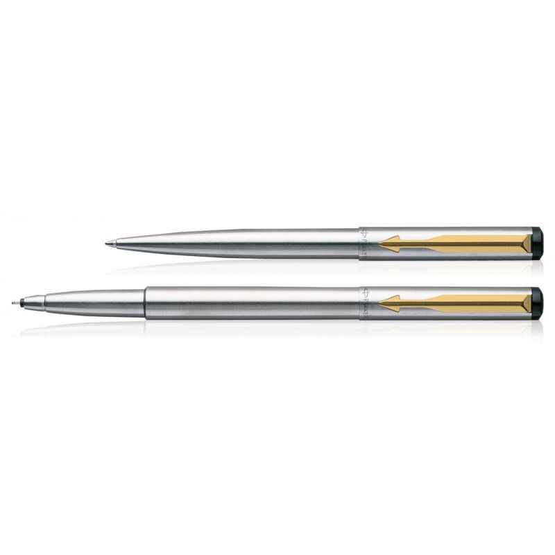 Parker Vector Stainless Steel GT Roller & Ball Pen Set, 9000013677
