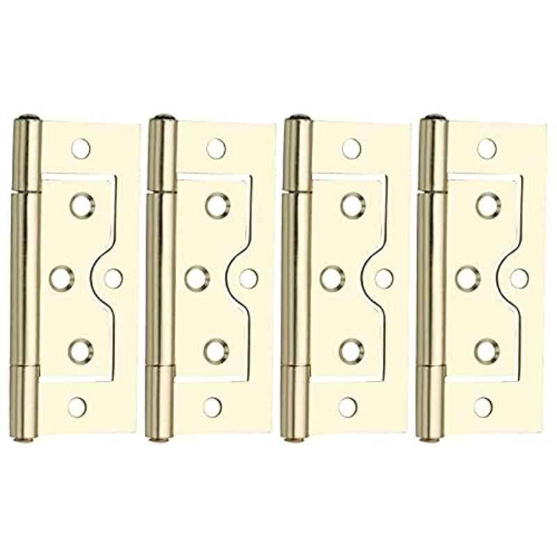 Screwtight 3 inch Iron Brass Effect Finish Cabinet & Door Flush Hinge, â€ŽS170705EB-4 (Pack of 4)