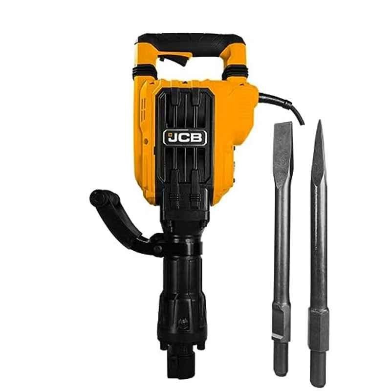 JCB 1700W 16kg Aluminium Black & Orange Demolition Hammer with & 30mm Hex Shank, JCB-DH1700-EM