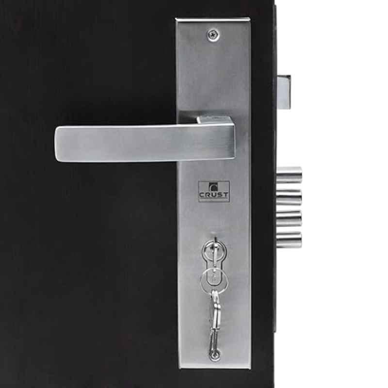 Homexpert LB10001-OSK 10 inch 60mm Stainless Steel Silver Cylindrical Plate One Side Key Mortise Door Lock Set