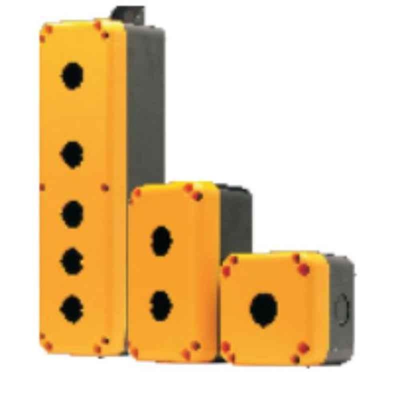 L&T Yellow & Black 2 Hole Push Button Station Enclosure, EWS2C13AA