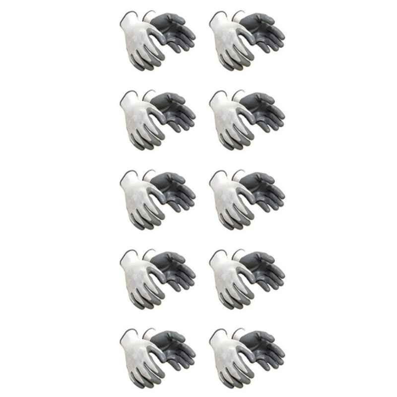 Brala Nylon Grey & White Nitrile Coated Cut Resistant Safety Hand Gloves, Size: Free (Pack of 120)