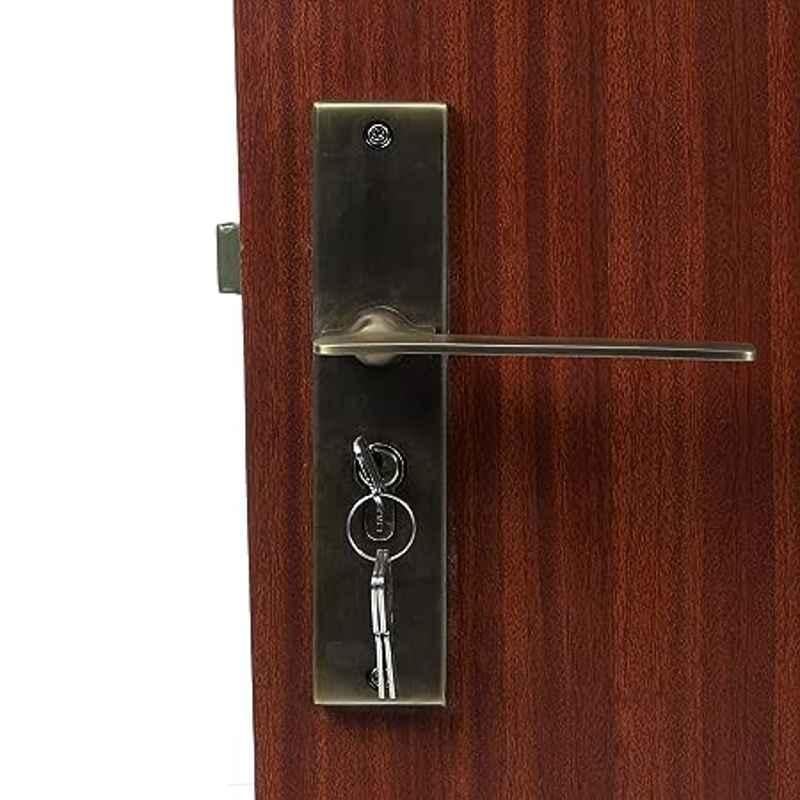 Handle Waala Bentley 8 inch 60mm Stainless Steel Antique Brass Finish Cylindrical Plate Mortise Door Lock Set