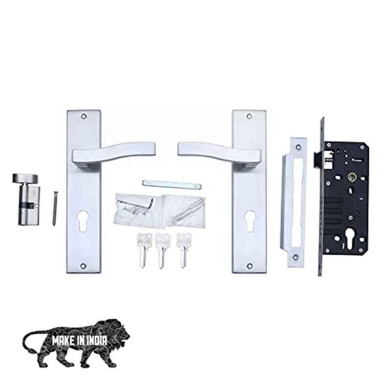 Saze 10 inch Stainless Steel 304 Matt Finish Cylindrical Plate Mortise Door Lock Handle Set, SE-VIVA-10CY-OSK