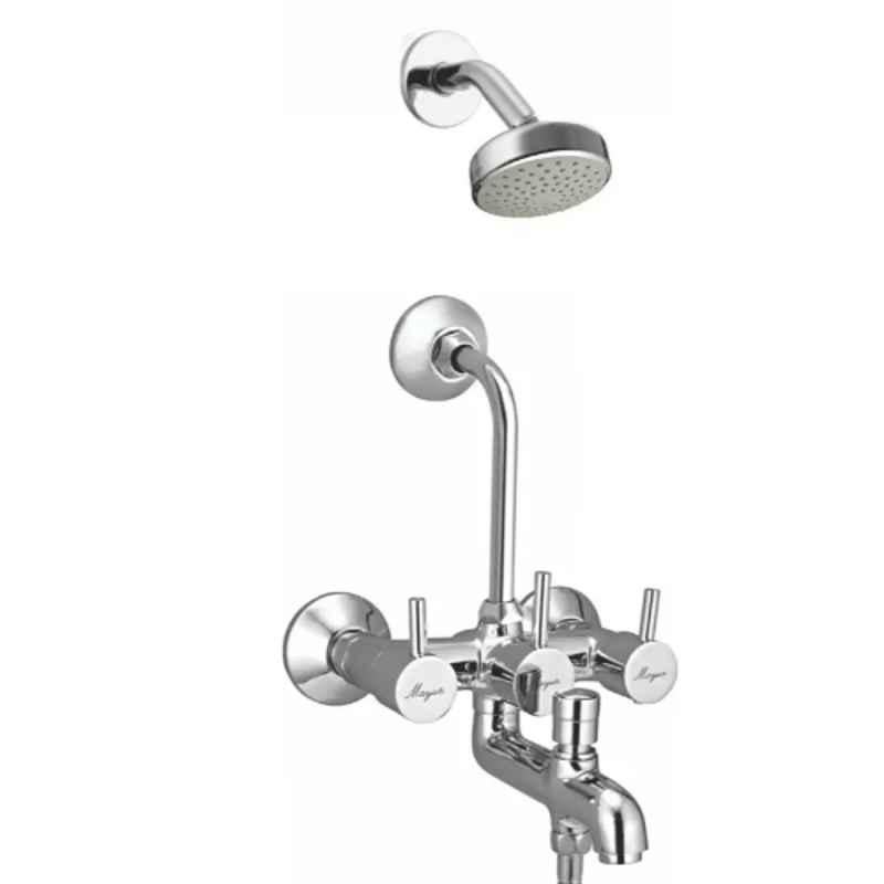Mayur Ocich Flaro Brass 3 In 1 Heavy Duty Wall Mixer Bathroom Set with Lax High Press Shower