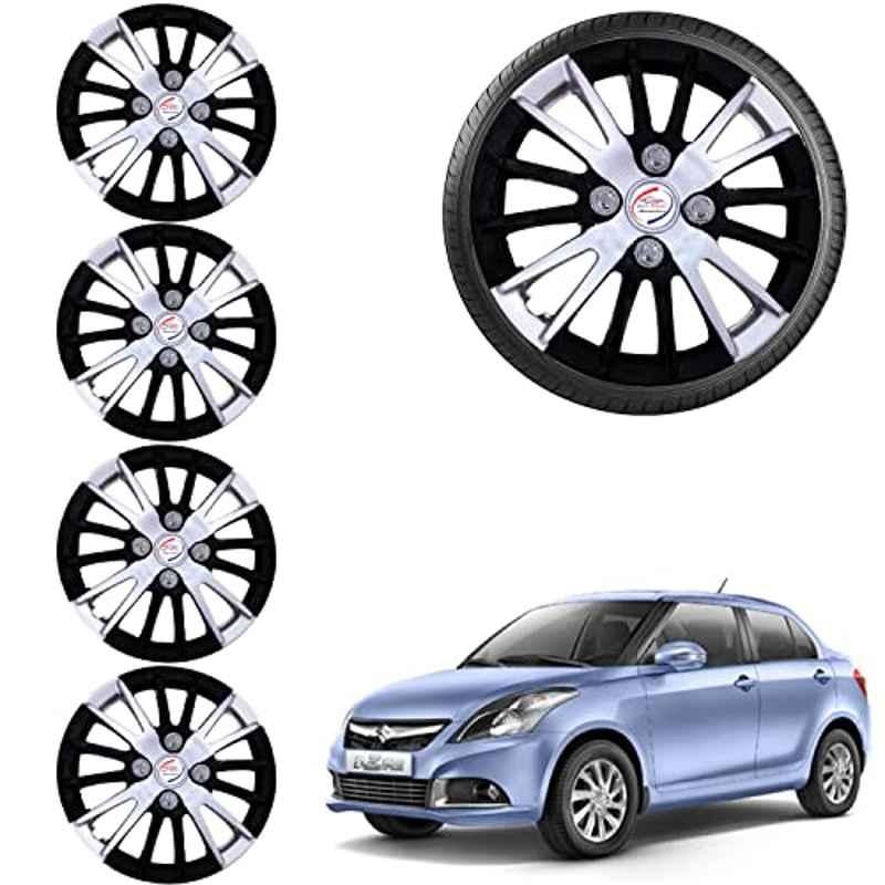 Auto Pearl 4 Pcs 14 inch ABS Black & Grey Car Wheel Cover Set for Maruti Suzuki Swift Dzire Type 3