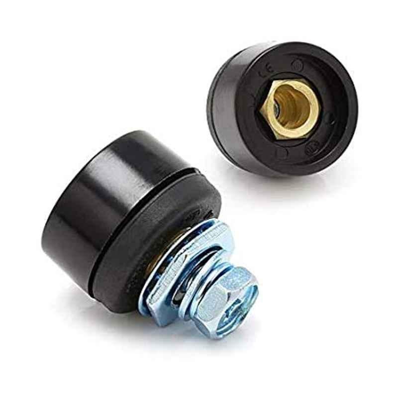 Camel 2 Pcs 35-50mmÂ³ Brass & Rubber Black Female Welding Cable Joint Connector Set