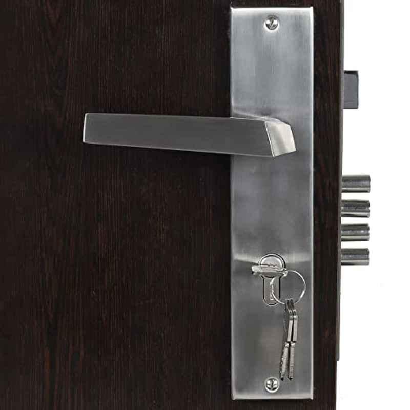 Homexpert Sana 10 inch 60mm Stainless Steel Silver Cylindrical Plate Both Side Key Mortise Door Lock Set
