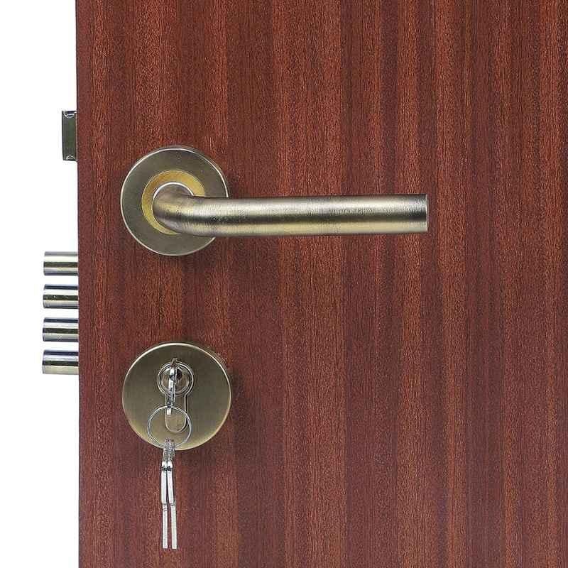 Handle Waala Rose MG-1106 60mm Stainless Steel Anitque Brass Finish Both Side Key Cylindrical Plate Mortise Door Lock Set