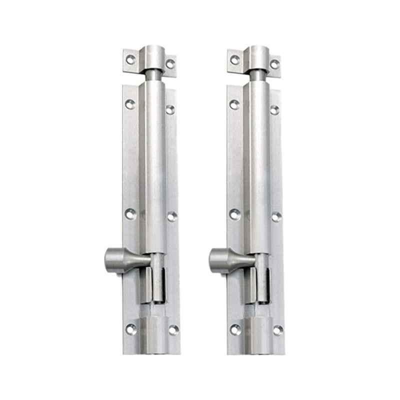 Smart Shophar 4 inch Brass Nickel Silver Plain Tower Bolt, SHA10TW-PLAN-NS24-P2 (Pack of 2)