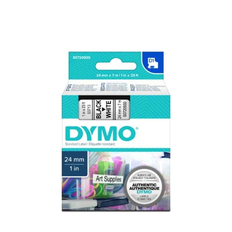 Dymo S0720930 24mmx7m Black on White D1 Label Maker Tape, 53713