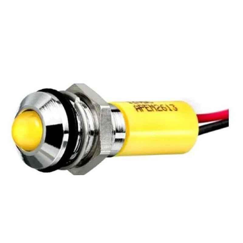 Apem Q8 220V Ac IP67 Panel Mount LED Indicator, Q8P1BXXY220E
