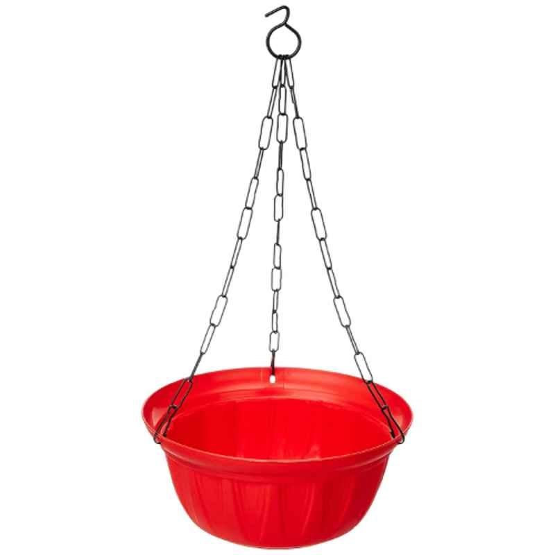 Gardens Need 4 Pcs 22x22x24cm 100% Virgin Plastic Dove Red Hanging Planter Basket with Iron Chain