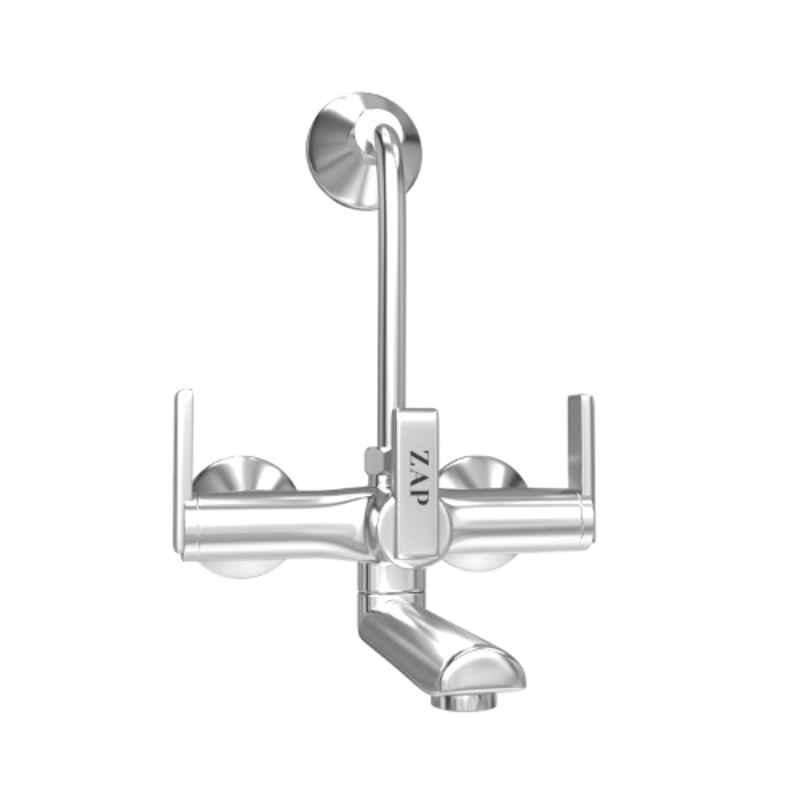 ZAP Ultra Cube Brass Chrome Finish Silver Wall Mounted Handle Controlled Wall Mixer