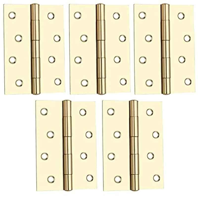 Screwtight 4 inch Iron Brass Effect Finish Door & Cabinet Butt Hinge, â€ŽS170106EB-05 (Pack of 5)