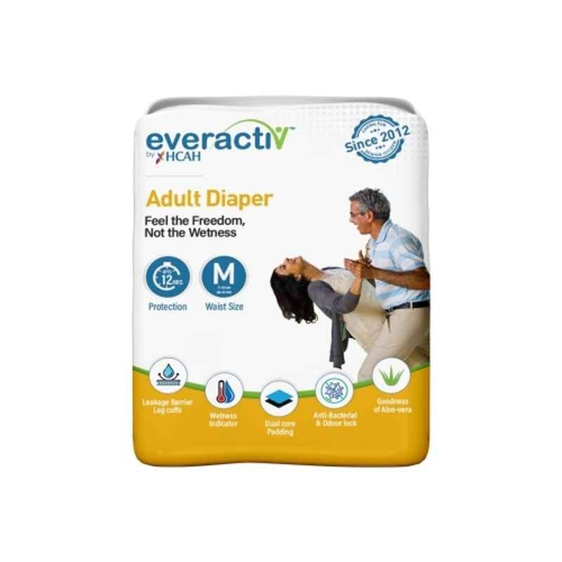 Everactiv 10 Pcs 28-45 inch White Polyethylene Adult Diaper with Aloe Vera & Wetness Indicator Set, KQ-RE6Y-CT9V, Size: M