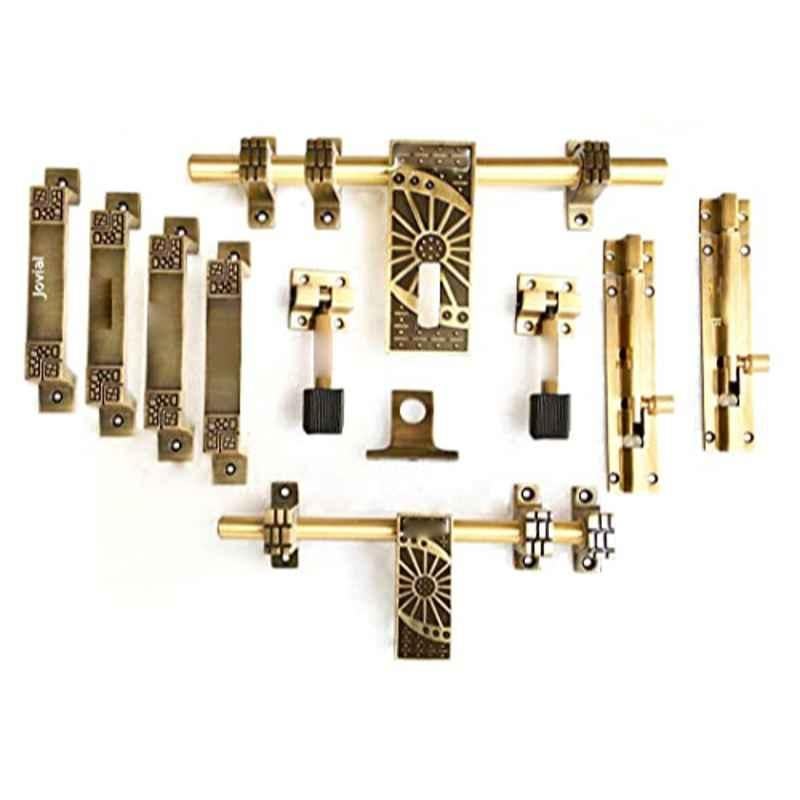 Jovial 10 Pcs Zinc Alloy Antique Brass Double Door Fitting Accessories Kit, DoubleDoor-1013-KT-123