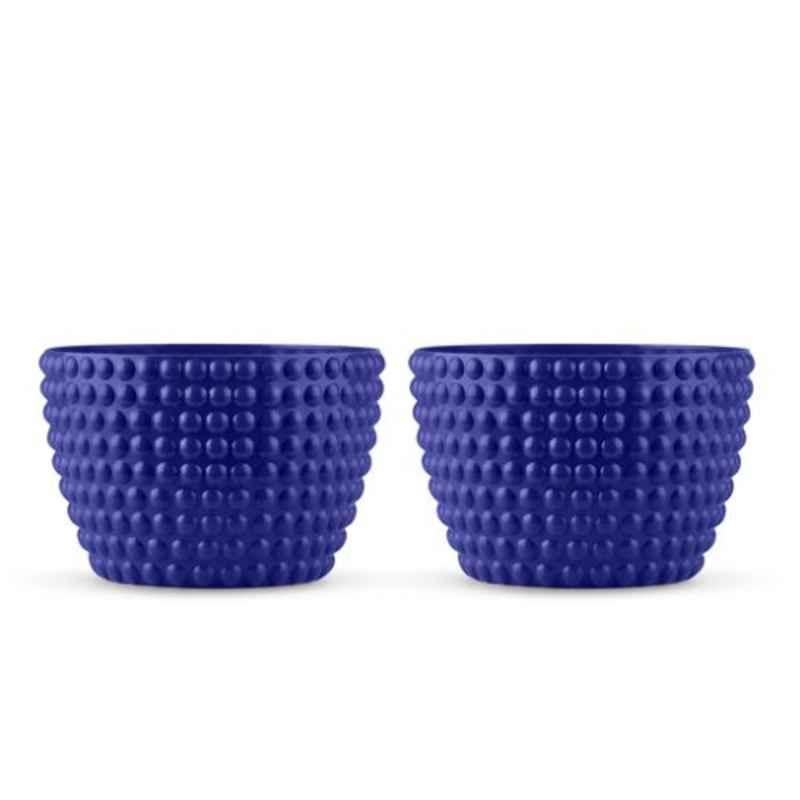 Blume 4.5 inch Royal Blue Plastic Polka Dot Round Flower Pot, EB-PD-RB-3 (Pack of 2)