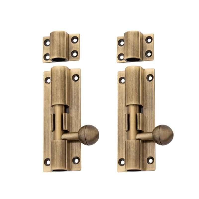 Atom 18 inch Brass Antique Finish Aluminium Tower Bolt, TB001 (Pack of 2)