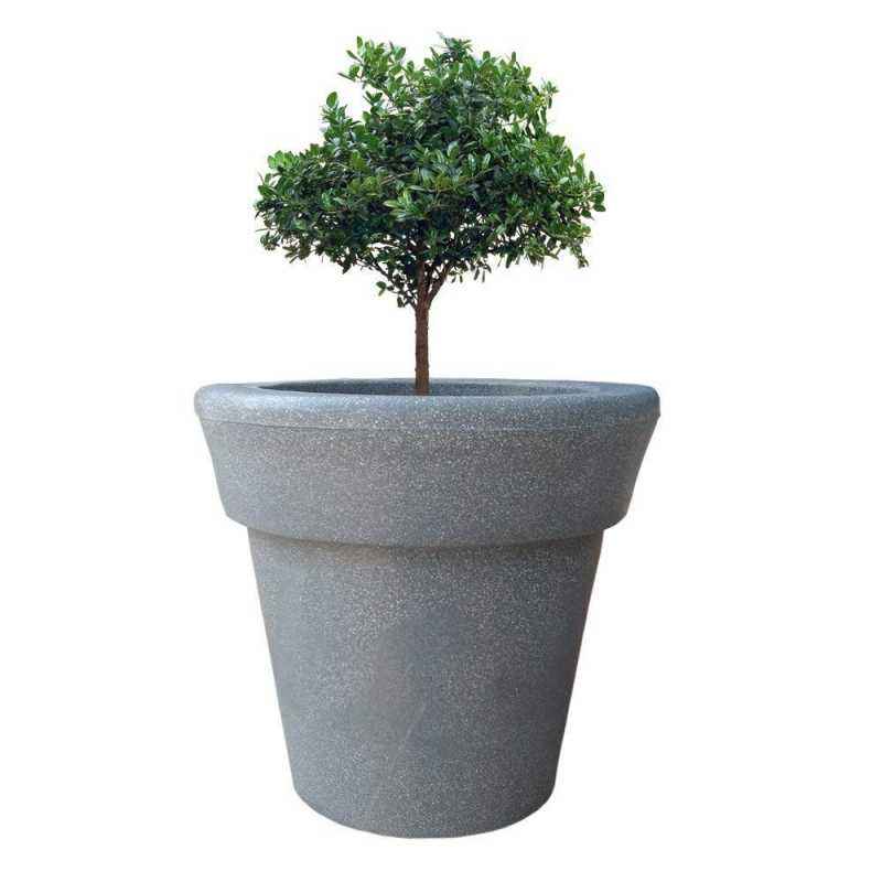 Yuccabe Italia 15 Inch Round Grey Hybrid Polymer Planter, ELN1415-G