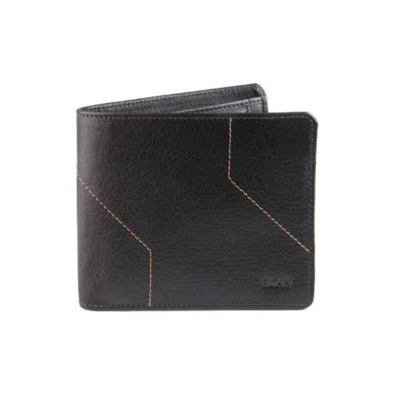 Elan Classic 11x2.5x9cm 5 Slot Black Leather Bifold Coin Pouch Wallet, ECW-9602-BL