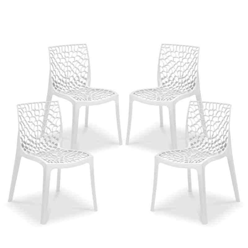 Maharaja Wave 43x79.5x49cm Plastic White Outdoor Chair without Arm Rest (Pack of 4)