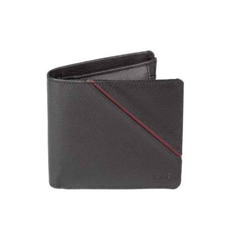 Elan 11x3x9cm 8 Slots Black Bifold Coin Pouch Wallet with Flap, EFW-5107-BL