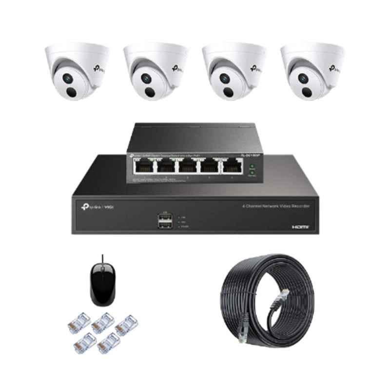 TP-Link VIGI C430I 3MP Indoor Network IP Combo Kit with 4 Channel NVR, 4 Cameras, 5 Port POE Switch, D-LINK 100M LAN Cable & Connectors