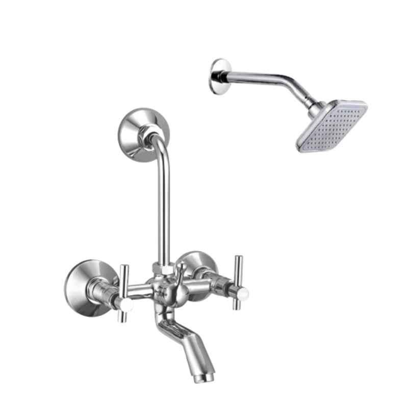 IRIS Delta 2 Pcs Brass & ABS Chrome Finish Telephonic Wall Mixer & Cruzz Head Shower Set