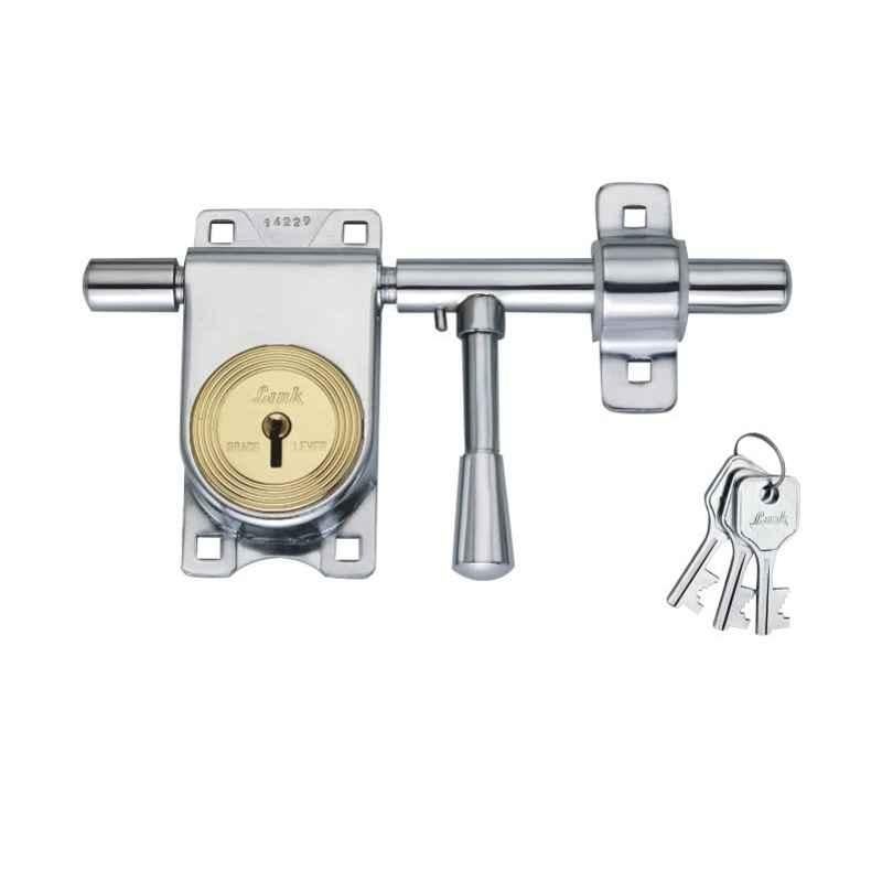 Link 8 inch Silver Stainless Steel Lock with Brass Lever & 3 Keys