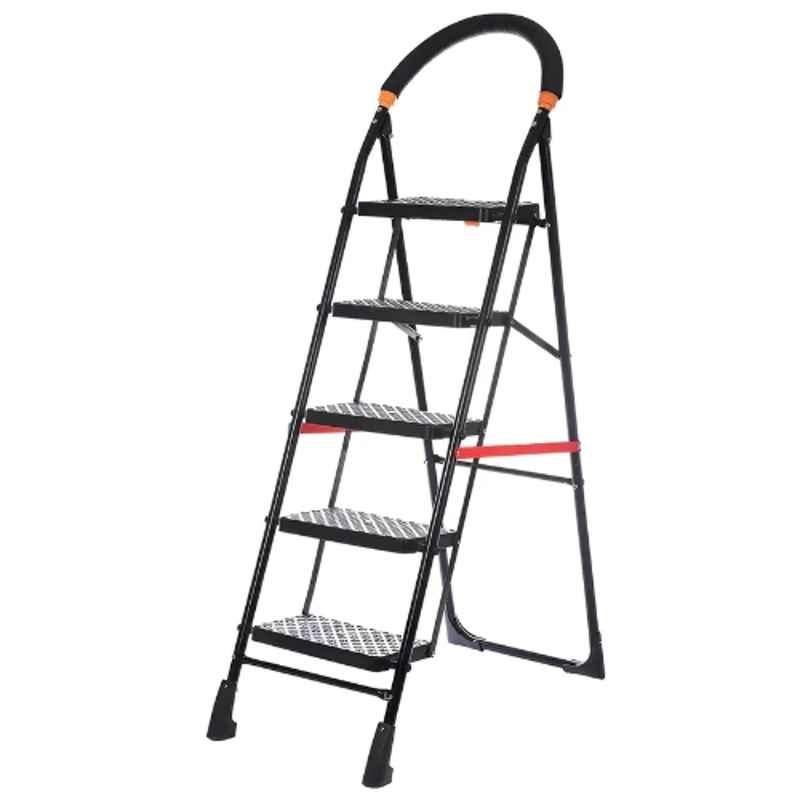 Inaithiram SL5SN 150kg 5 Step CRC Black Powder Coated Foldable Step Ladder with Anti Slip & Safety Clutch Lock