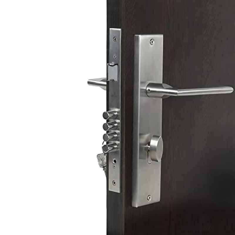 Homexpert Luna-OSK 10 inch 60mm Stainless Steel Silver Cylindrical Plate One Side Key Mortise Door Lock Set