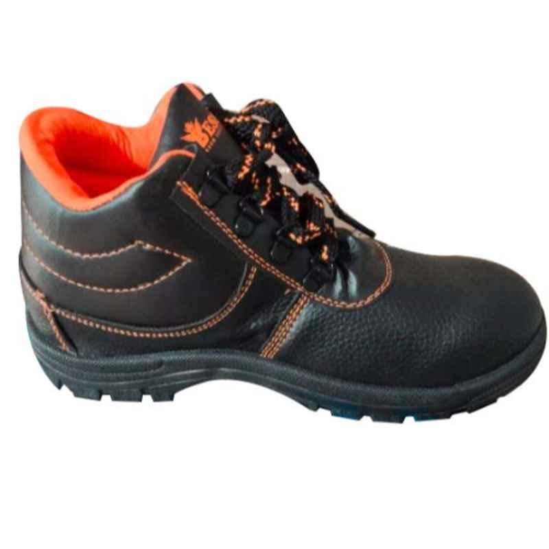 Bessel Steel Toe Synthetic Black Work Safety Shoes, Size: 9