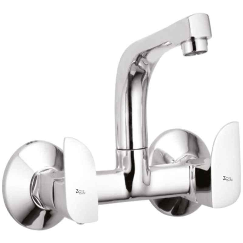 Zoie Olive Brass Silver Chrome Finish Sink Mixer with Swivel Spout, Z21018