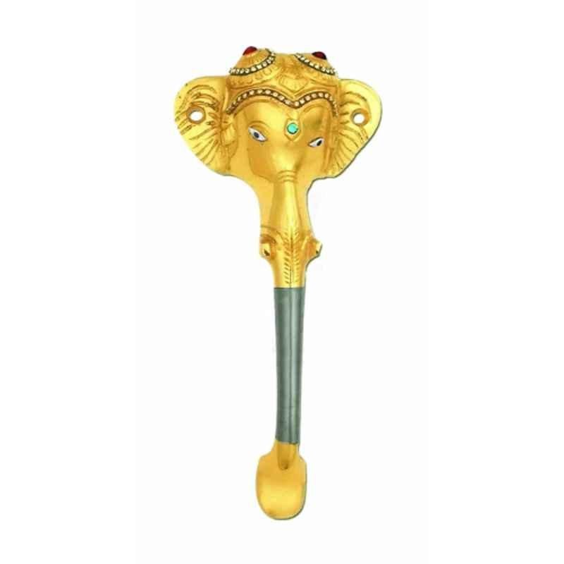 Smart Shophar 8 inch Brass Gold Silver Ganesha Ekadanta Pull Handle, SHA10PH-EKAD-GS08-P1 (Pack of 4)