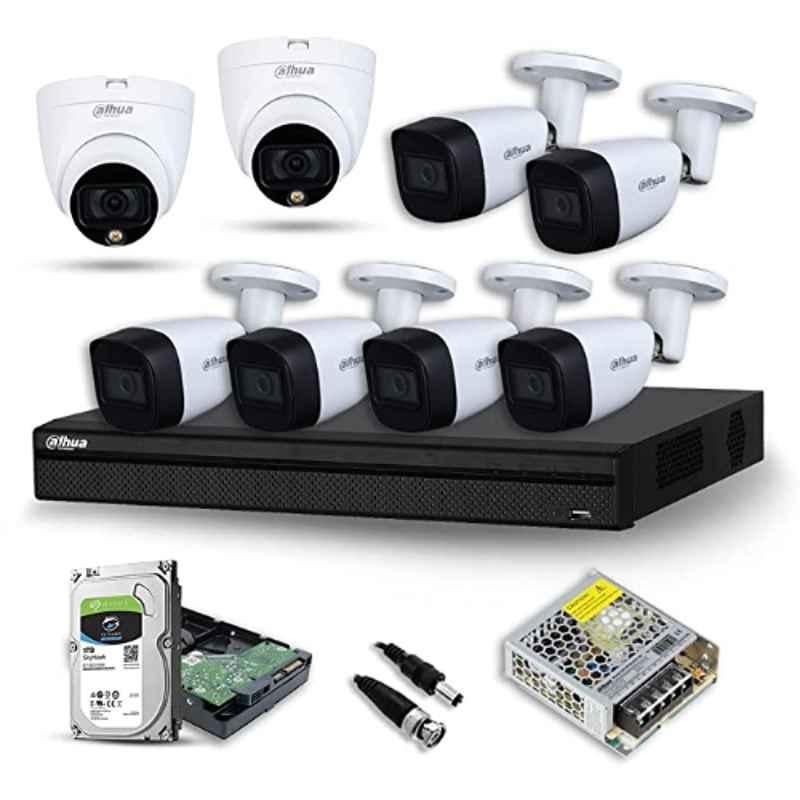 Dahua 2 Pcs 2MP Dome CCTV Security Camera, 6 Pcs 2MP Bullet Camera, 8 Channel DVR, Power Adaptor & 1TB Surveillance Hard Disc Kit