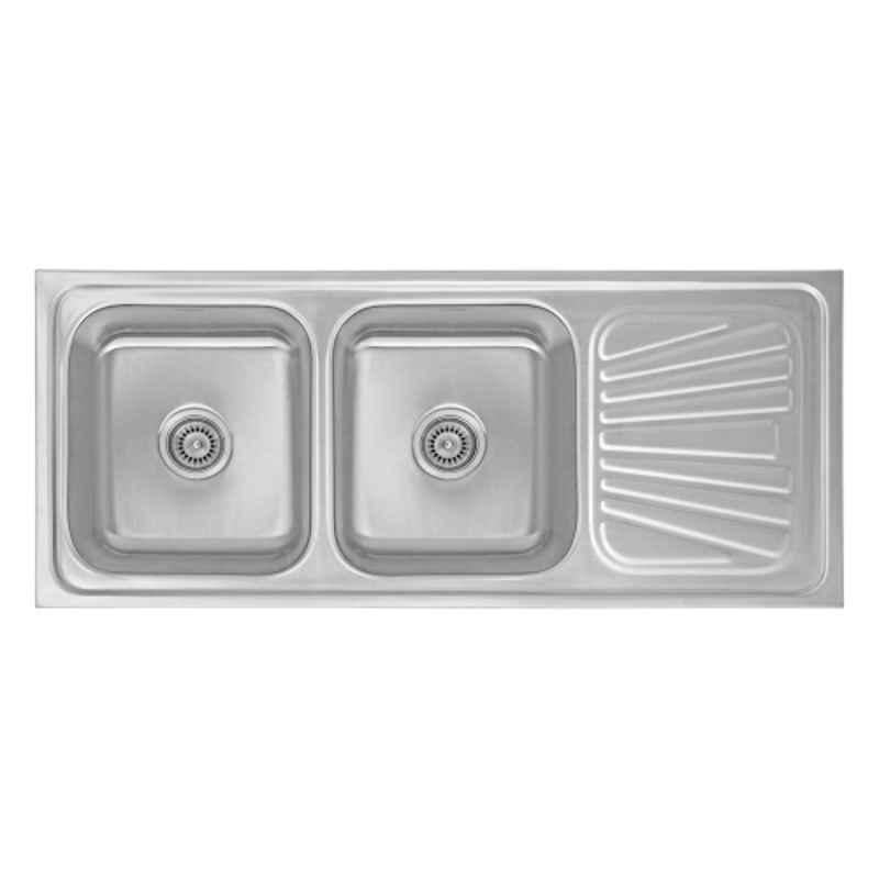 Neelkanth Die Pressed 1220x508mm Stainless Steel Double Bowl Matt Kitchen Sink, NKR-DD-DBSD 4820 M