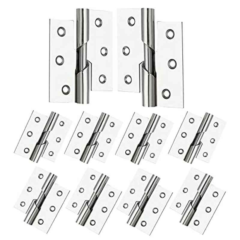 Screwtight 3 inch Iron Chrome Finish Door & Cabinet Rising Butt Hinge, S171001CP-10 (Pack of 10)