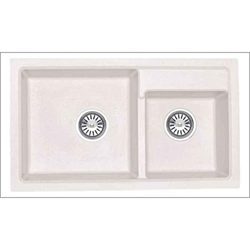 Uken Heavy Duty Quartz Kitchen Sink (31X17.5) With Accessories(31/17.5-Qu-Gr-Rws-4) White